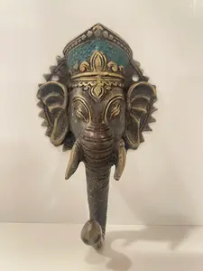 Lord Ganesha Wall Hook - Handcrafted Brass Hook with Intricate Detailing - Symbolic Entryway Decor