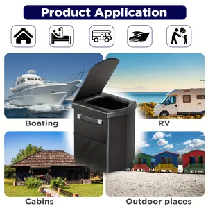 Portable Toilet for Adults, Foldable Camping Toilet with Soft & Comfortable Leather Seat,Hold Up to 400lbs, Height 16.5in for Camping, Car/Road-Tripping, Upgraded handle design