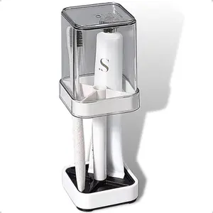 Toothbrush Holder with Cup/Cover Contains 3 Slots, Compatible with Conventional Toothbrushes, Can Store Toothpaste (Rectangle)