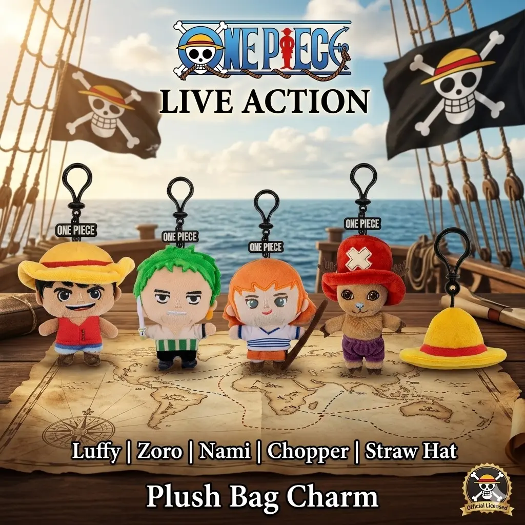 One Piece Officially Licensed Live Action Plush Keychain, Luffy Zoro Nami Chopper Straw Hat Anime Characters, Anime Collectible Bag Charm Keyring, Keychain Accessories, Authentic Keychain, Keyrings For Keys