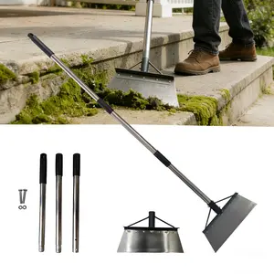 Garden Flat Shovel - Snow Ice Scraper,Multifunctional Garden Cleaning Shovels, Heavy Duty Floor Scrapers Long Handle,Metal Weeding Scraper for Lawn Edging, Snow Ice Removal