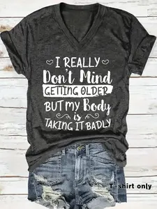 Women's V Neck Butterfly Print T-Shirt, Casual Summer Fitted Top, Comfortable Breathable Fabric, Available in Sizes S-Xxl, Womenswear Printed