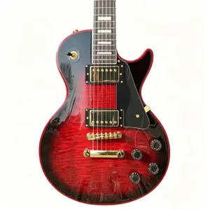 Red LP Guitar Gold Hardware Flame Maple Top 6-String ,Solid body, rosewood fingerboard, 22 frets