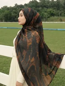 Women's Classic Snake & Leopard Print Long Scarf, Lightweight Sheer Breathable Headscarf, Casual Fitted Wrap for All Seasons, Hijab