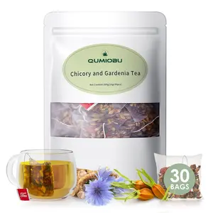 QUMIOBU Chicory & Gardenia Tea – 30 Herbal Bags with Burdock, Dandelion & 8 Organic Ingredients, Liver & Kidney Detox Chinese Herbal Tea