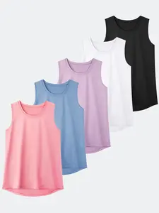 Women's 5-Piece Oversized Sports Tank Top Set Multi-Color Breathable Fitness Wear for Gym Everyday Use Comfortable Versatile