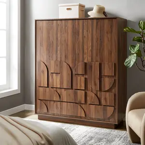 Bulwark 3-Door Wardrobe Closet in Walnut