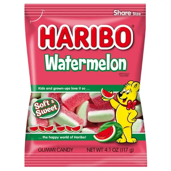Gummi Candy, Watermelon Gummy Candy, 4.1 Ounce Share Size Bags (Pack of 12) Delicious Soft, Chewy & Juicy Sweet Snacks, Fruity Watermelon Flavor