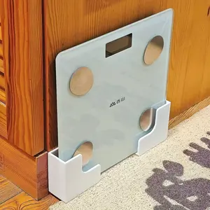 Wall-Mounted Weight Scale Rack & Storage Shelf, Wall Mounted Holder, Wall Mount Compatible, Strong Adhesive No-Drill Installation, Slim Plastic Design, Suitable for Bathroom Home Gym