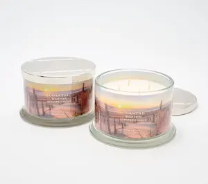 HomeWorx by Slatkin + Co. S/2 18oz Costal Woods Candles