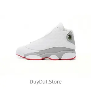 Trendy retro basketball shoes for men in white and grey