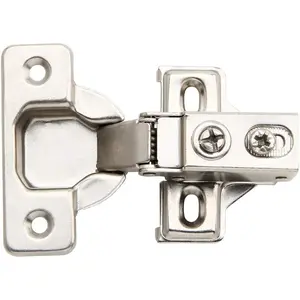 2 Pack Soft Close 1/2 Inch Overlay Short Arm Cabinet Hinges, Brushed Nickel 95 Opening Degree Concealed Face Frame Door Hinges with Mounting Screws