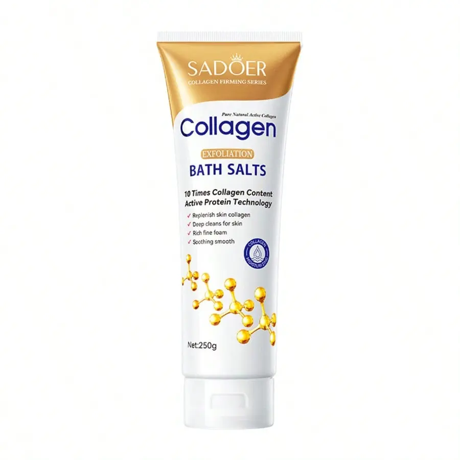 Collagen Body Salt Scrub 250g, Exfoliating Body Scrub For Removing Dead Skin, Smoothing Rough Skin Texture, Hydrating Nourishing Skin Care, Ideal For Shower Use & Weekly Body Care