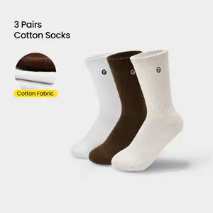 GLOWMODE 3 Pairs Cotton Socks Soft Ventilated Mesh With Embroidered Logo Workout Daily Casual