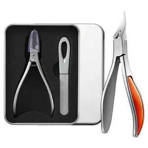 Ingrown Toenail Clipper Set, Professional Stainless Steel Nail Clippers with Nail File, Precision Cutter for Thick Nails Extra-Long Curved