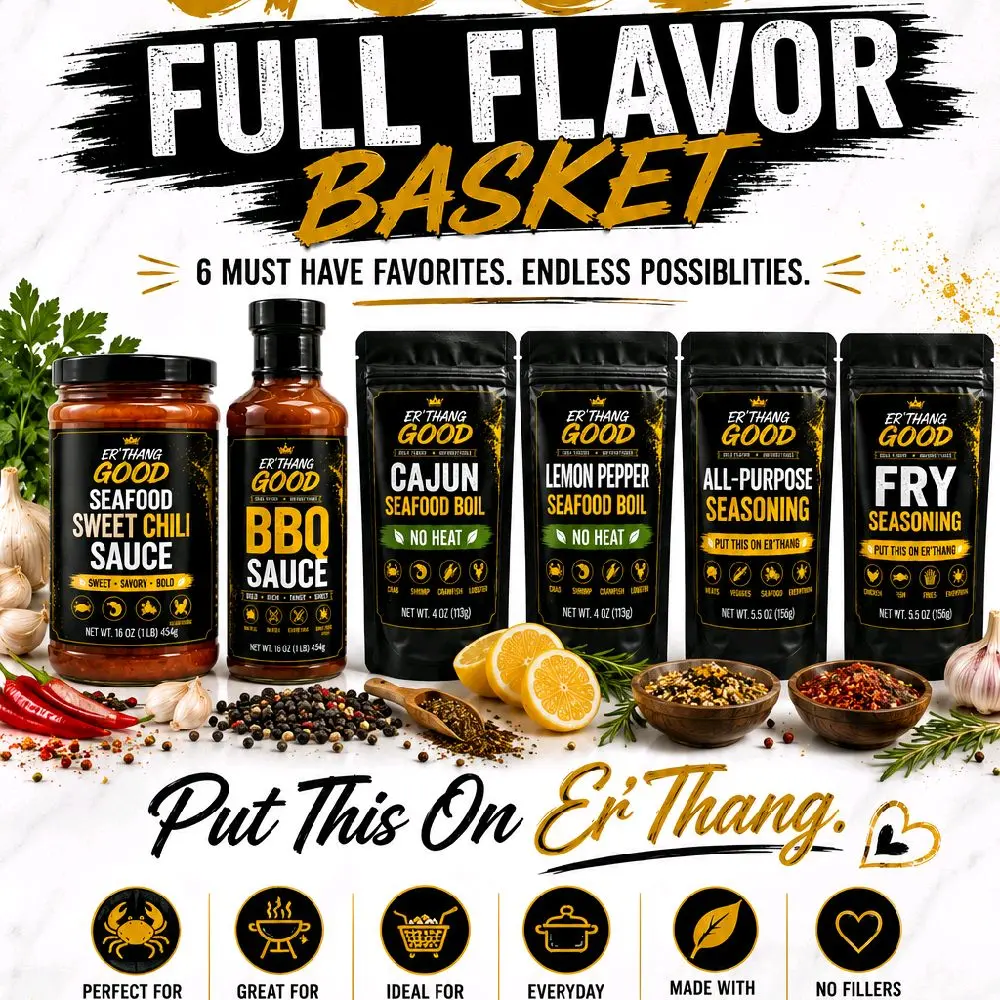 Er'Thang Full Flavor Basket - Chef-Designed Savory, Tangy Basket with Dip Compatibility