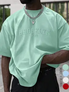 Unisex style, urban minimalist summer lightweight T-shirt with short sleeves, Round neck, featuring Brooklyn embossing technique, classic design elements, versatile, Y2K fashion, Outdoor, suitable for daily wear