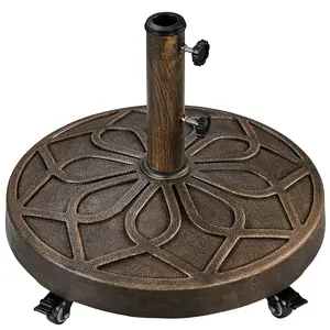 Yaheetech 46 lb Outdoor Patio Rolling Umbrella Base Stand with 4 Lockable Castors, 20 Inch Diameter for 1.5’’/1.8’’ Poles
