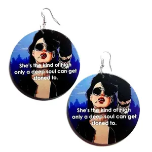 Deep Soul Chick Statement Dangle Wood Earrings CLEARANCE
