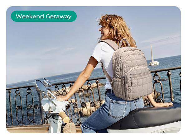 BAGSMART Quilted Laptop Backpack for Women–Regular Size with 32OZ Pockets Water-Resistant College & Travel Backpack, Fits 15.6”Laptop and Mini Size(11.4" × 8.2" × 4.3") Fits 9.7”Laptop TikTokShopHolidayHaul