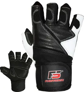 FIGHTSENSE Weight Lifting Gloves with 18" Leather Wrist Wraps Support, Best Work