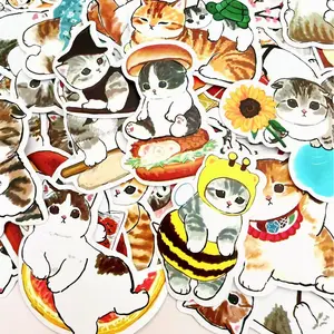 50 PCS PVC Waterproof  Cute Cat Stickers Set Kids Room Diy