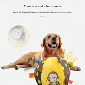 Pet Football Bell Dog Toy Ball for Self-Entertainment, Relieves Boredom, Teething Chew, Plush Leather Ball Pet Toy