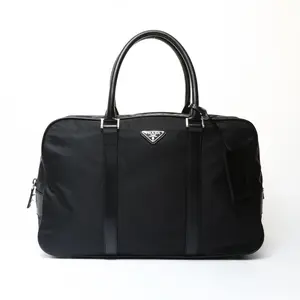 Pre-owned PRADA Leather, Nylon Travel Bags Convertible Weekender Bag Tessuto with Saffiano Leather Medium by Rebag