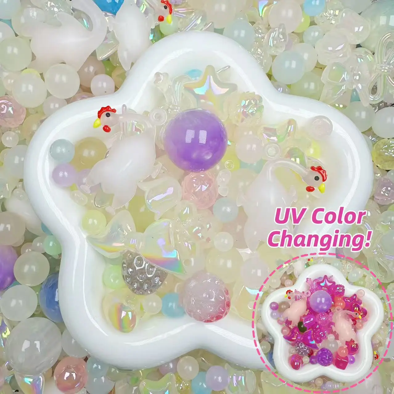 【For Keychain】-Summer Party(UV Color Changing) Beads