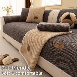 1PC Pet-Friendly Coch Cover for Dogs & Cats, Thick Cozy Sofa Cover, Non Slip Furniture Seat Cover Pad, Washable Living Room Sofa Towel, Soft Comfortable Couch Cover for 1/2/3/4 Seater Sofa, Washable Sofa Slipcover
