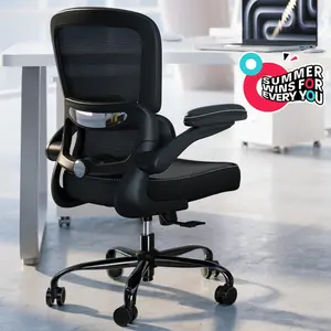 【DealsForYouDays】TRALT Ergonomic Office Chair - Desk Chair with Adjustable Lumbar Support Computer Chair - Mesh Comfy Chair with Flip-up Armrests - Gaming Chairs for Adults Home Office (Leather, Black)