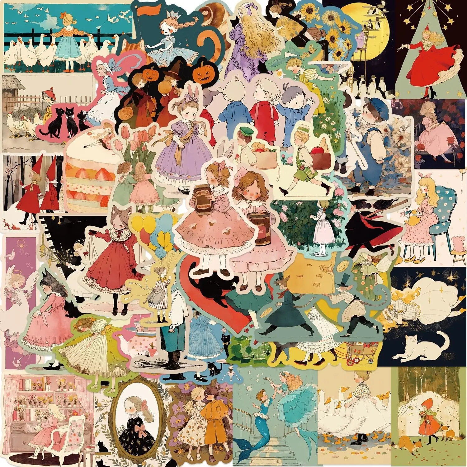 50 Pcs Fairy Tale Story Graffiti Stickers, Guitar Notebook Luggage DIY Waterproof Decals, Universal Use, No Ca Prop 65 Warning