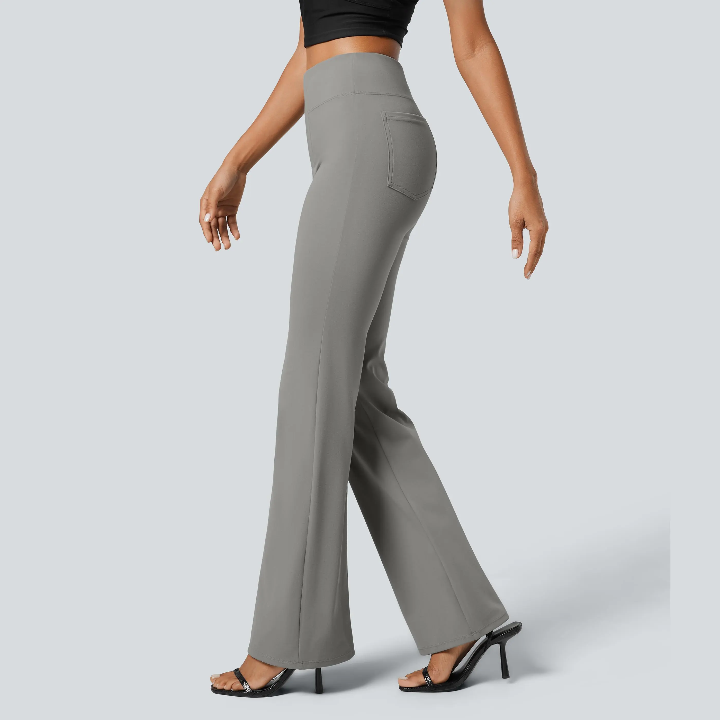 Halara Flex™ High Waisted Back Side Pocket Slight Flare Work Pants Halara Flex™ High Waisted Back Side Pocket Slight Flare Work Pants