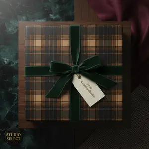 [Sale off up to 50%] Rustic Brown Plaid Wrapping Paper: Cozy Woodland Black Gift Wrap, Masculine Gift