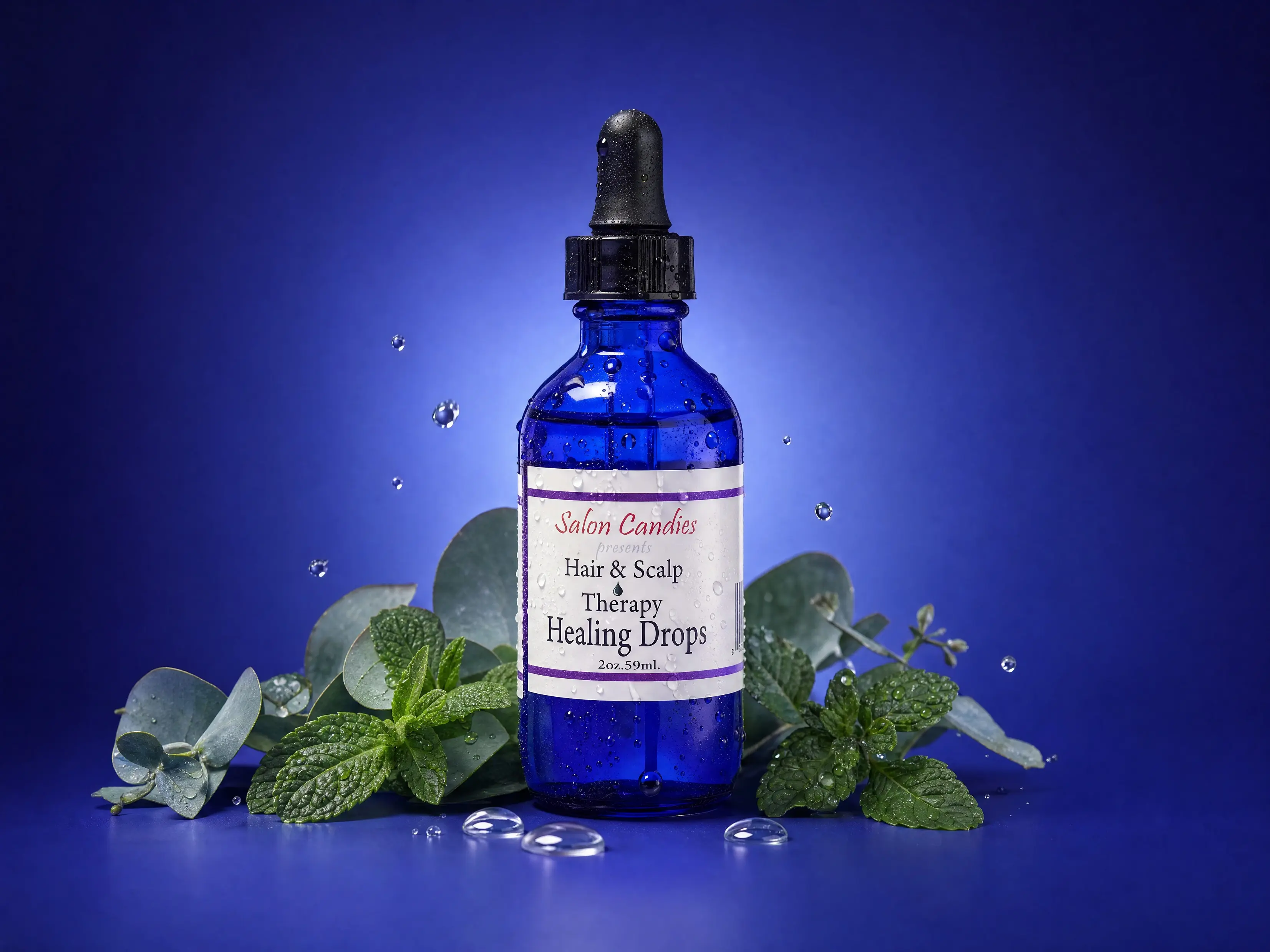 Salon Candies Haircare Healing Drops, Vitamin-Infused Peppermint Formula with Dropper for Hair Treatment, Vitamins
