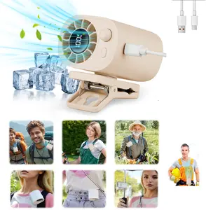Mini Waist Clip-on Adjustable Cooling Fan - 100 Speeds, USB-C Rechargeable, Strong Clamp, 360° Rotatable, LED Display - Hands-Free Multifunction Wearable Fan Cooling for Cars, Camping - Khaki #MothersDayGift#SummerVibes tiktokshopspringglowu