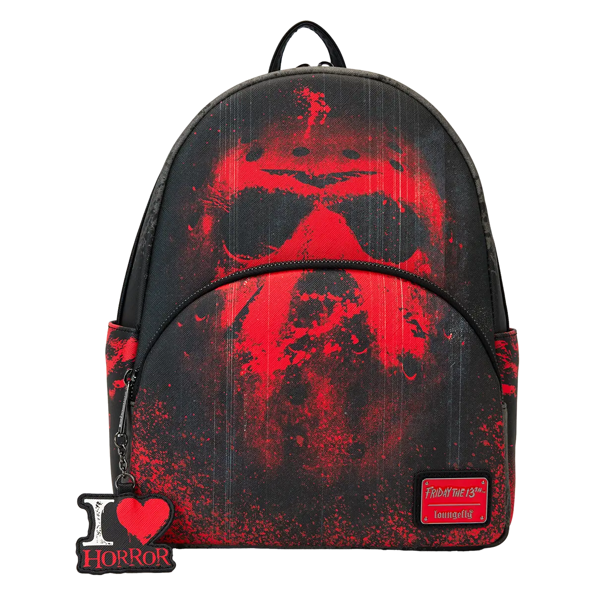 Loungefly Friday the 13th Jason Voorhees Themed I Heart Horror Mini Backpack, Functional Luggage Bag
