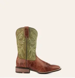 Ariat Men's Slingshot Dark Tan and Green Wide Square Toe Cowboy Boots