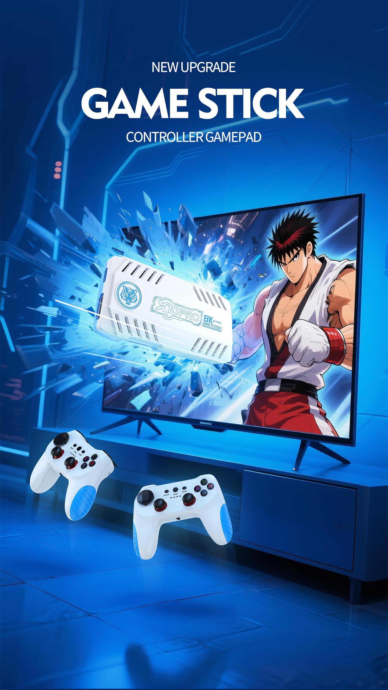 X10 Retro Gaming Console Stick, Video Games Stick Built-in 50 Emulators Console Projector, 4K HDMI, Plug and Play TV Video Game Stick with Controllers