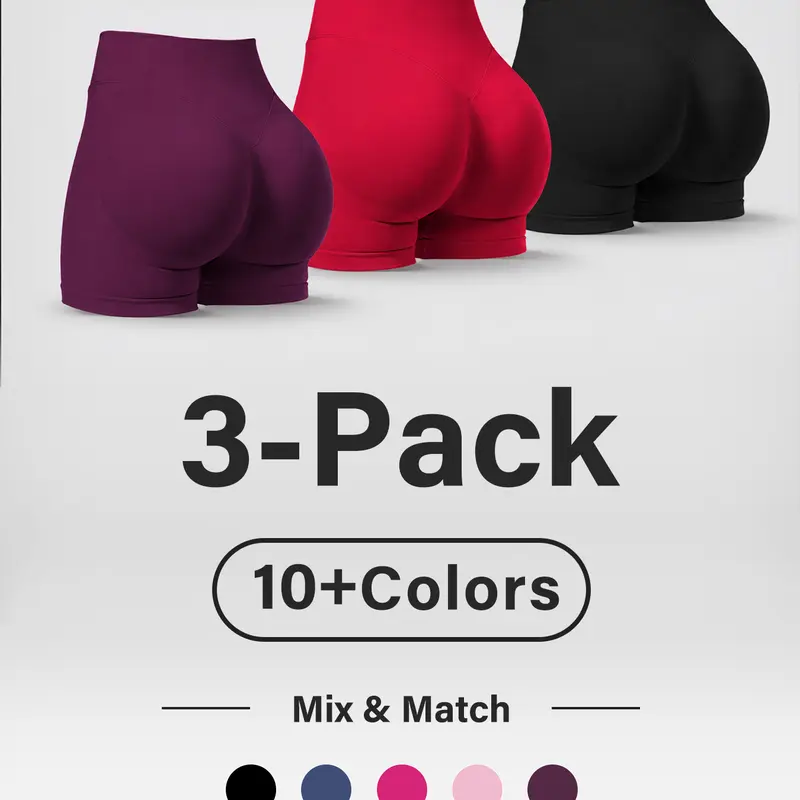 Summervibes Women's Seamless High Waisted Workout Shorts - BBL Effect Scrunch Butt Lifting Gym Biker Shorts, Squat Proof Tummy Control Yoga Athletic Shorts Set, Breathable Summer Activewear, Soft Stretchy Booty Shorts for Fitness