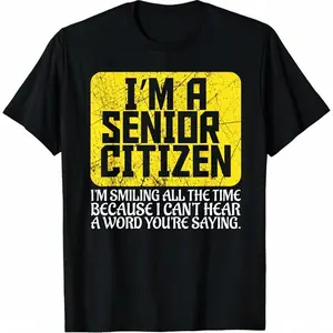 Unisex Short-Sleeve Print T-Shirt - 100% Premium Cotton, Casual, Comfortable Elderly Gift T-Shirt for Hard of Hearing Seniors