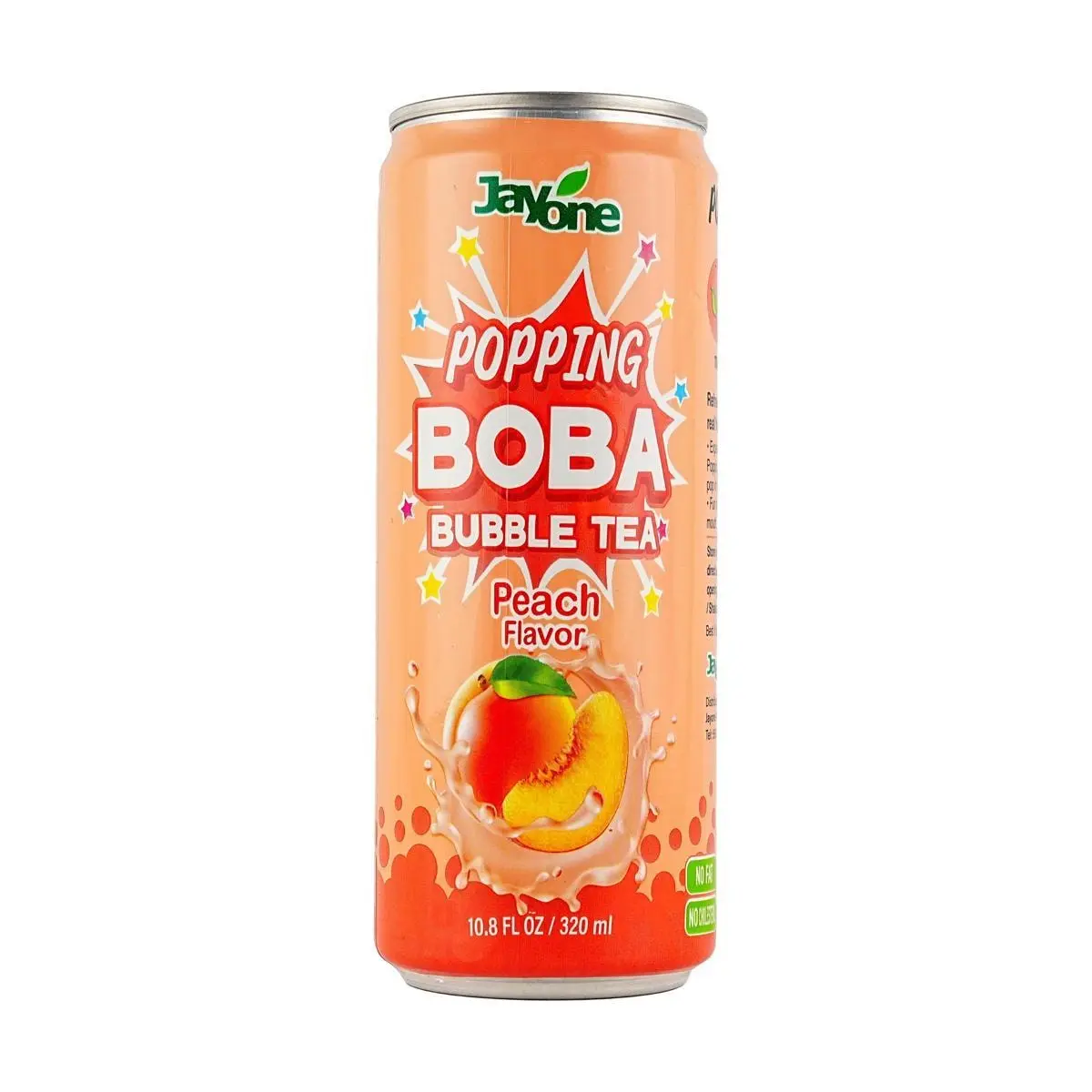 JAYONE Peach Bursting Boba Tea Drink - Korean Fruity Beverage, 320ml