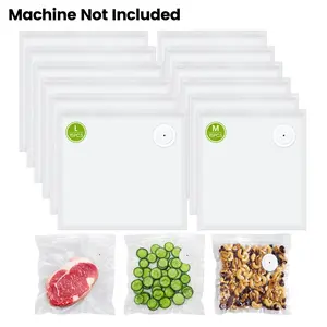 (Total 30 PCS）FEPPO Reusable Vacuum Sealer Containers Bags, 15 PCS 8.3"×8.7" & 15 PCS 10.2"×11" Bags with Air Valve