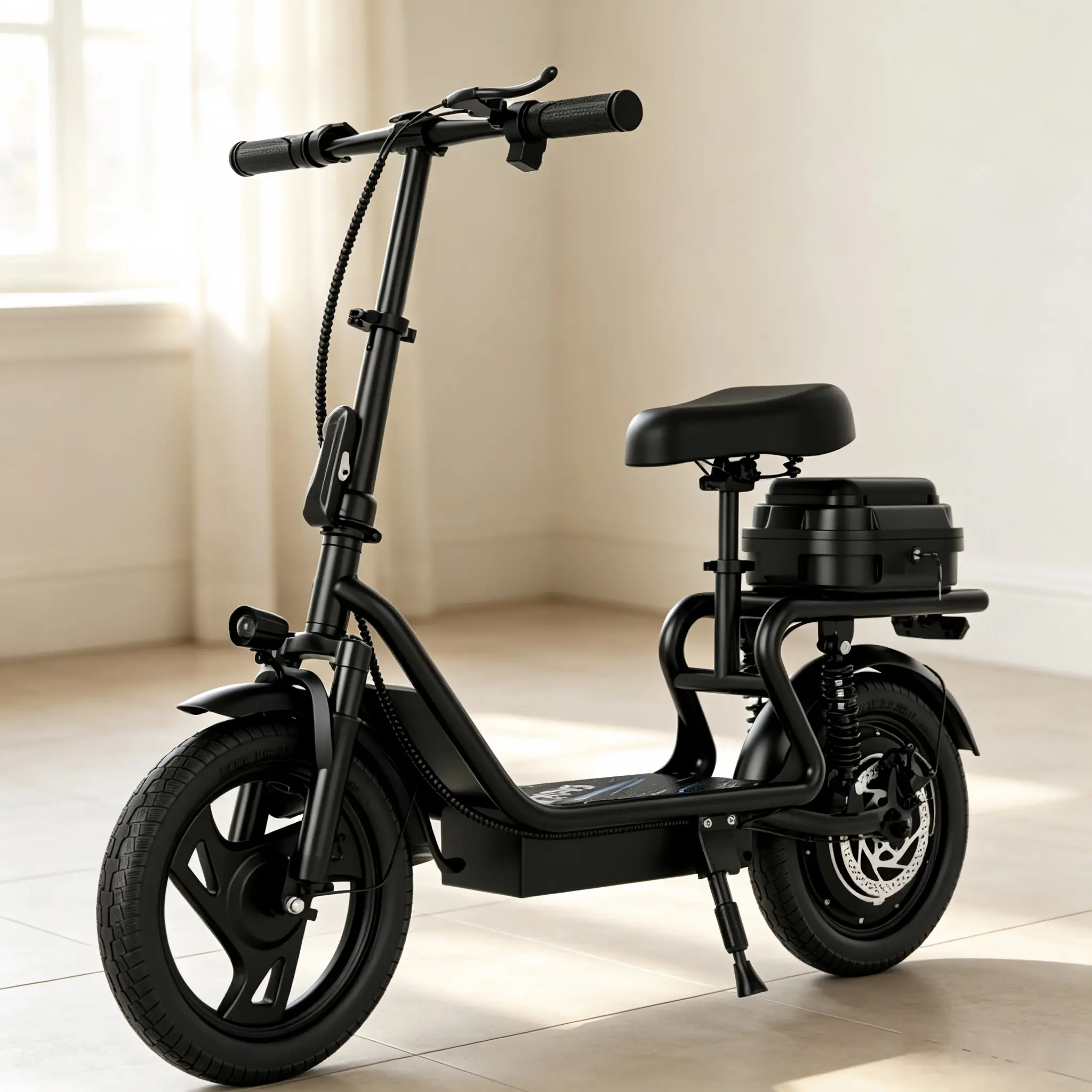 Electric Commuting Folding Scooter - 48V 22.5Ah Battery, 22MPH Top Speed, 21-27 Mi Range, Practical Rear Storage Basket, Portable Folding Design, Commuting Scooter