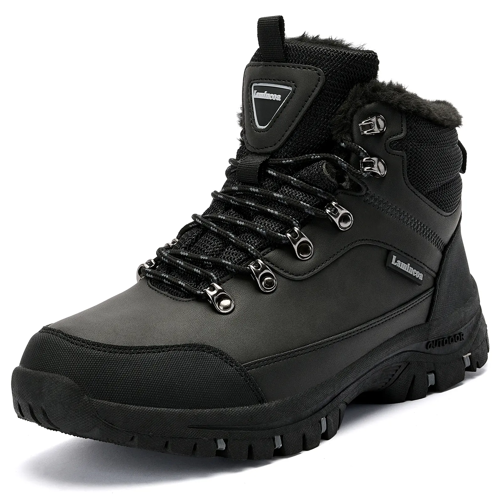 Mens Snow Boots Water Resistant Hiking Boots for Men Non-slip Winter Outdoor Warm Comfort Camping Backpacking Shoe