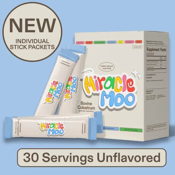 Miracle Moo Colostrum Powder Packets | Unflavored | 30 Servings colostrum Milk N...