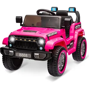 Kids Ride On Truck Car, 12V Battery Powered Electric Car w/Parent Remote Control, Spring Suspension, 3 Speeds, LED Lights, Music & Horn, Kids Electric Vehicles Toy Gift for Boys Girls