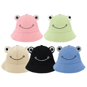 5 Pieces Bucket Hat Green Funny Cute Fisherman Cotton Sun Protection Cap Wide Brim Crazy Hat Summer Halloween Costume