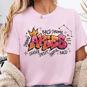 Zodiac Sign Graphic Tee Horoscope Month Signs Tshirts Celestial Star Sign Shirts Casual Womens Graphic Top