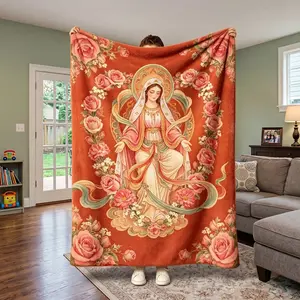 This flannel blanket with a floral print of Jesus is a religious Christian gift for grandmother, suitable for children, birthdays, Mother's Day, and anniversaries. Flannel blankets are soft, comfortable, lightweight, and suitable for all seasons.